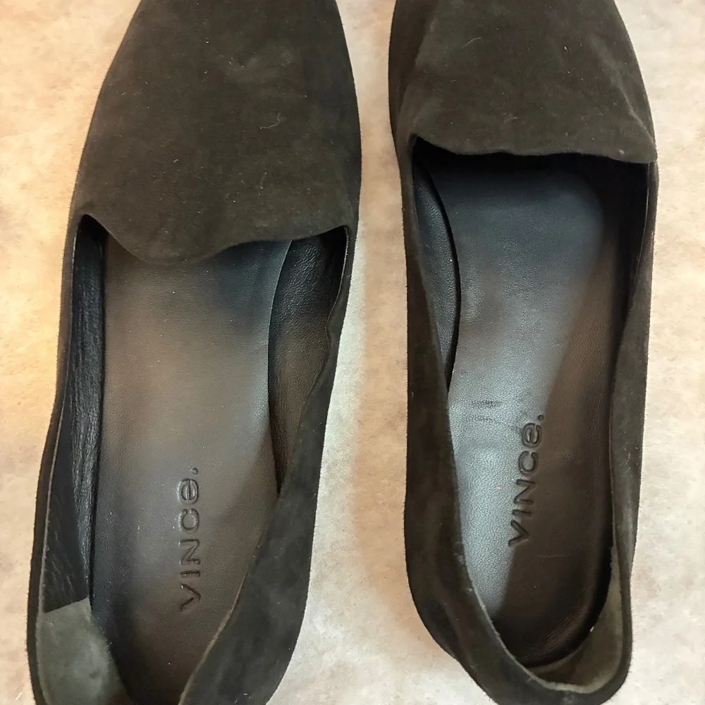 Vince Black suede loafers size 7. Genuine Leather. Good condition. Quiet Luxury